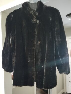Tissavel of France Black Faux Fur Trench Coat